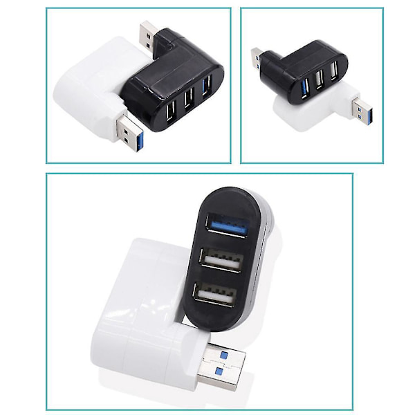 Svart 3-ports USB 3.0 Hub-splitter for bærbare datamaskiner - Bærbar dockingstasjon