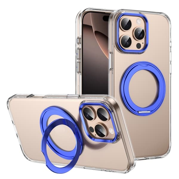 iPhone 16 Pro Ice-Cold Rotating Ring Holder PC MagSafe -kuori Blå