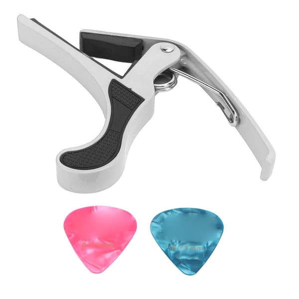 Gitarr Capo Alloy Quick Release Elgitarr Capo Set med 2 ST Guitar Picks Kompatibel med Banjo Mandolin Silver