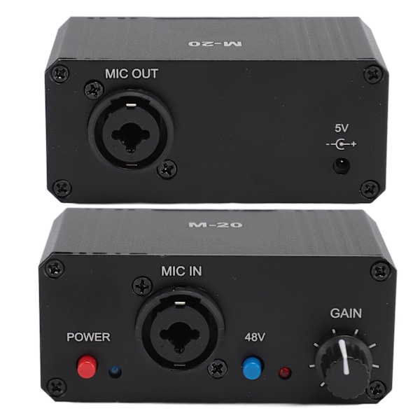 Mikrofonförförstärkare High Gain 48V Phantom Power XLR Output Mic Förförstärkare för dynamiska och kondensatormikrofoner Booster