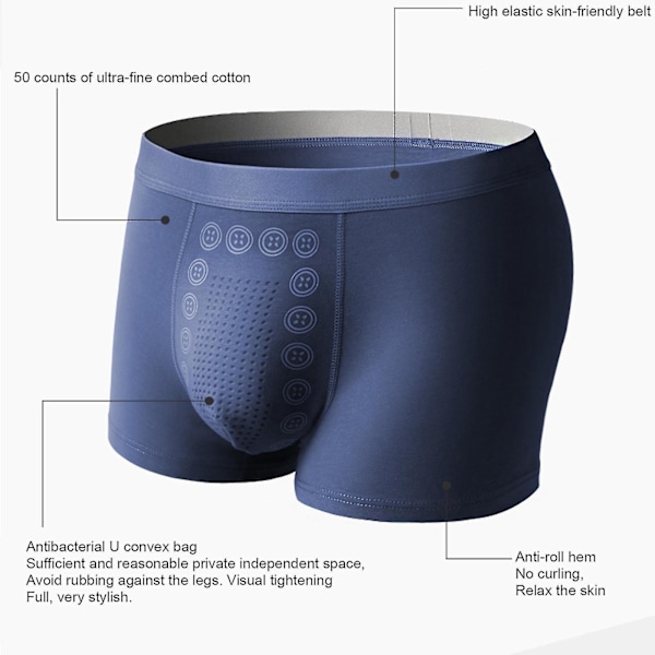 Eft Energy Field Therapy Magnetiske Boksere for Menn | Energetisk Komfort 4XL Mørk Blå