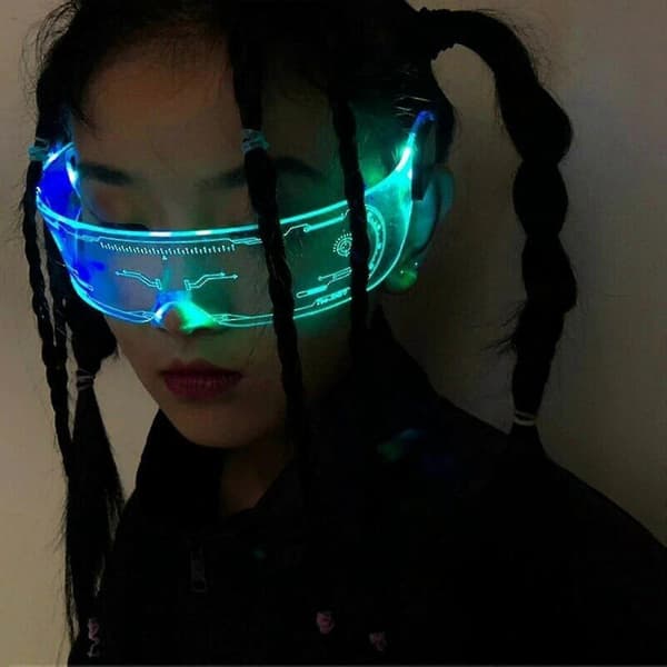 Lysende LED-solbriller Punk-briller Cyber
