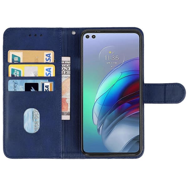 Compatible with Motorola Moto Edge S / G100 Leather Case Blue