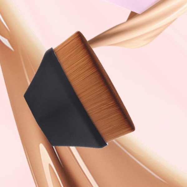 Foundation Makeup Brush Flat Top Shed Gratis stærkt greb Bærbar Makeup Brush Sort med opbevaringsboks