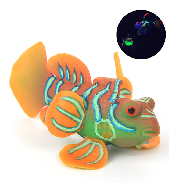 Akvarium Fisketank Sikker Silikon Lysende Simuleret Frogfish Landskabs Dekoration Grøn Orange