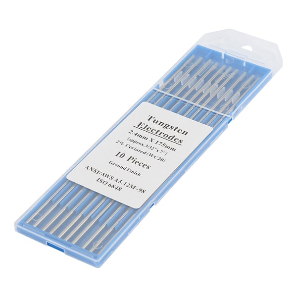 10 st WC20 Cerium Tungsten TIG-elektroder för rostfritt stål, kolstålsvetsning (2,4 mm*175 mm)