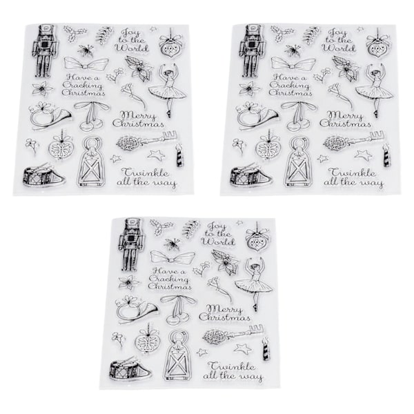 3 stk. Klare Stempler Julemønster TPR Transparent DIY Scrapbooking Stempler for Preging av Kort