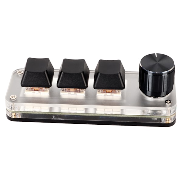 Röd Switch Makro Tangentbord Plug and Play Ergonomiska anpassade rattar USB-minitangentbord för stationär PC 3 tangenter 1 ratt