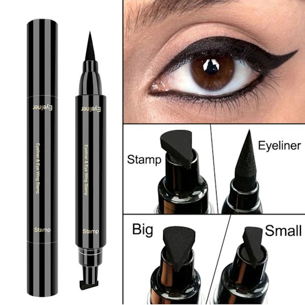 Vinge Eyeliner Stempel Dobbelt Endet Flydende Eye Liner Pen Vandfast Pletsikker Langvarig Eyeliner Vamp Style Tool til Vinge eller Katteøje