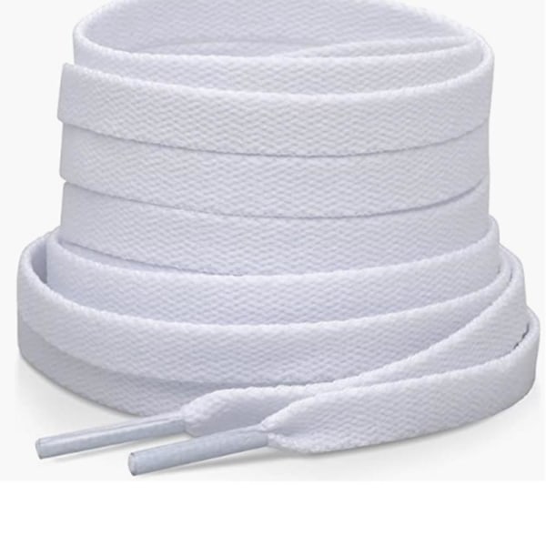 12 x 9 mm tykke tætte flade bånd med hvid farve polyester sko reb, bukse reb og cap reb