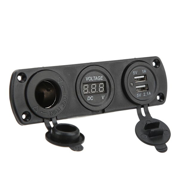 3-i-1-laderudtag Panel Dobbelte USB-udtag Panel Cigarettænderudtag LED Digital Voltmeter til Lastbil Marine RV