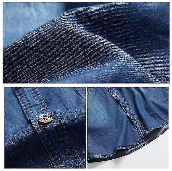 Herre kortermet denim arbeidsskjorte blue XL