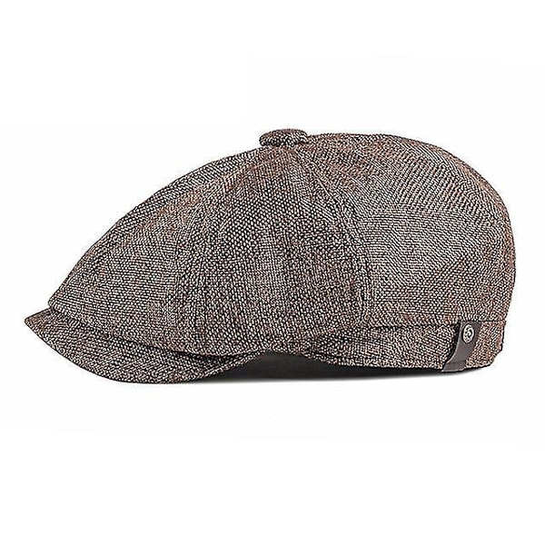 Mænds Vintage Newsboy Beret Hat - Justerbar Flade Skygge Western Style Bomuldsblanding Hat