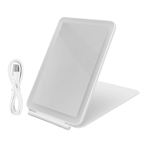 Opplyst sminkespeil med 3 farger Lysmoduser Foldbar Oppladbar Bærbar Mini sminke-LED-speil for reiser Hjembruk Hvit