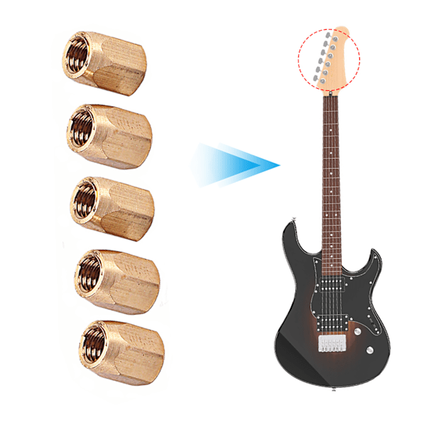 5 st Mässing elektrisk gitarr Truss Rod Nut Musikinstrument Tillbehör Ersättning