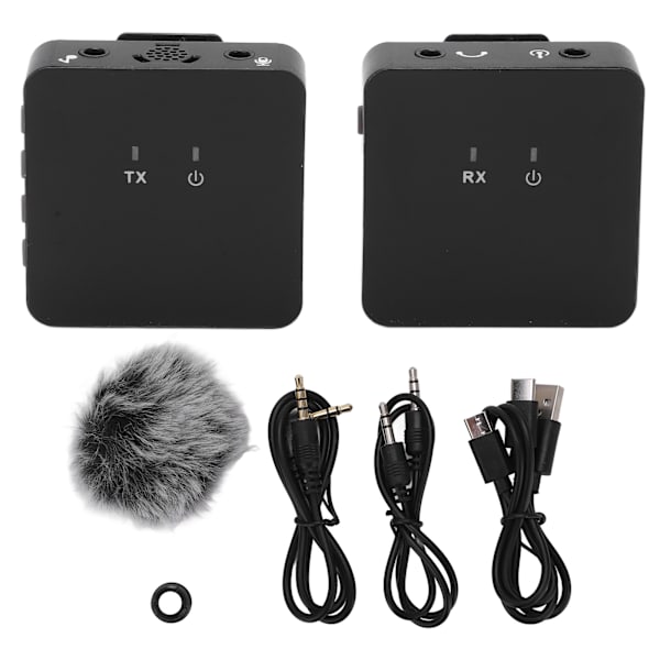 Trådlös Lavalier Mikrofon Clip On Lapel Mic Sändare Mottagare Set Kit för intervju