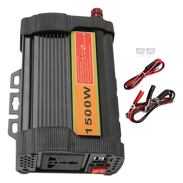 Sort 1500W Strøm Inverter Modificeret Sinus Bølge Bil Inverter DC 12V til AC 220-240V Omvandlere til Nødsituationer