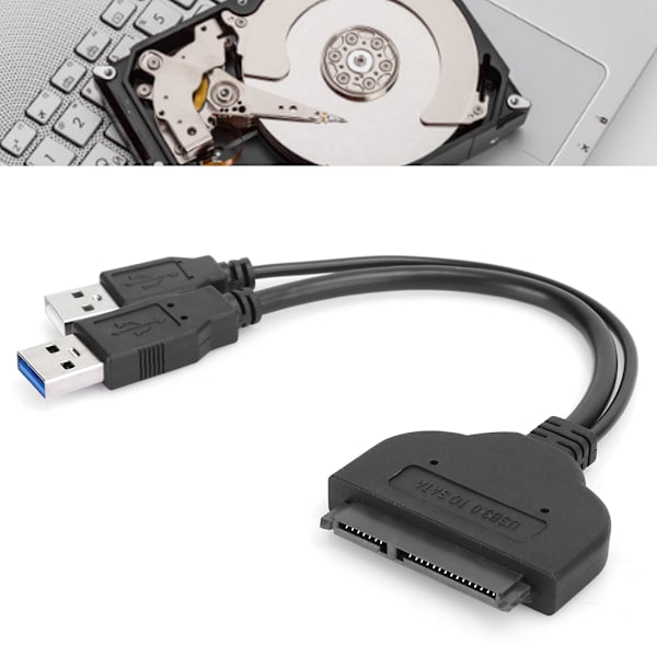 USB3.0 til SATA-kabel Datamaskin tilkoblet harddisk konvertering Dataoverføring C0108Svart