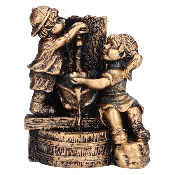 Lille dreng pige spiller vand statue stående skulptur harpiks have ornament til hjemmet indretning