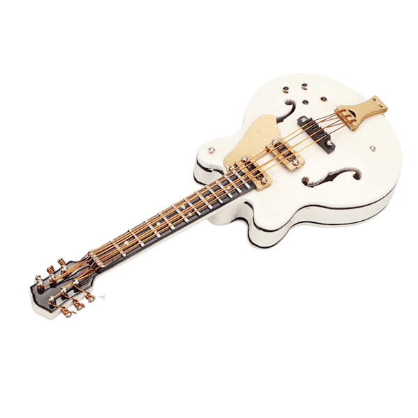 Gitarr Broschnål Vit Ihålig Stilfull Stil Trä Sammetsetui Dekorativ med Säkerhetslås Mini Instrument Modell