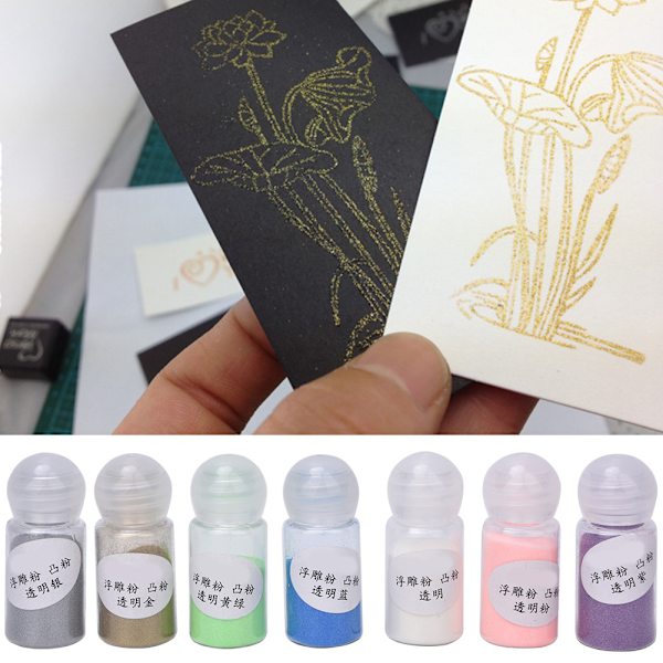 7 färger DIY-präglingspulver Papper Konsttillbehör Målning Stämpling Scrapbooking Dekoration 10mL