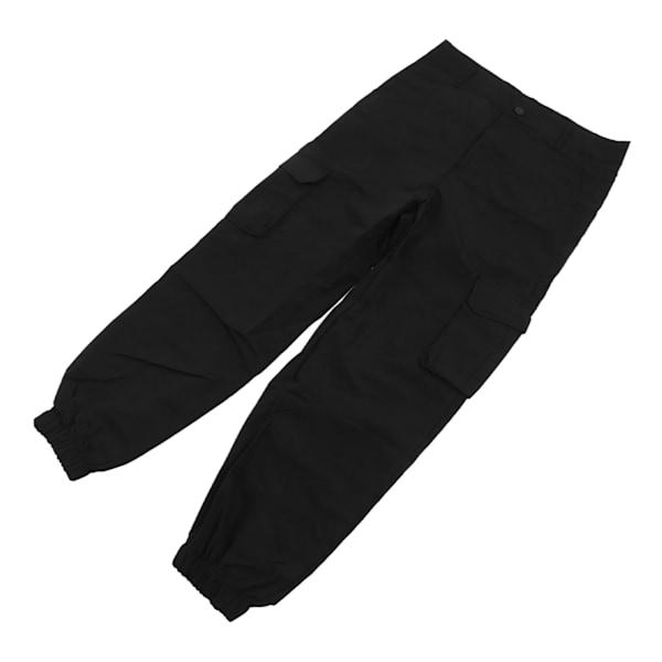 Dame Cargo Bukser Store Lommer Manschetbukser Casual Stilige Udendørs Jogging Vandring Lange Casual Bukser Sort S