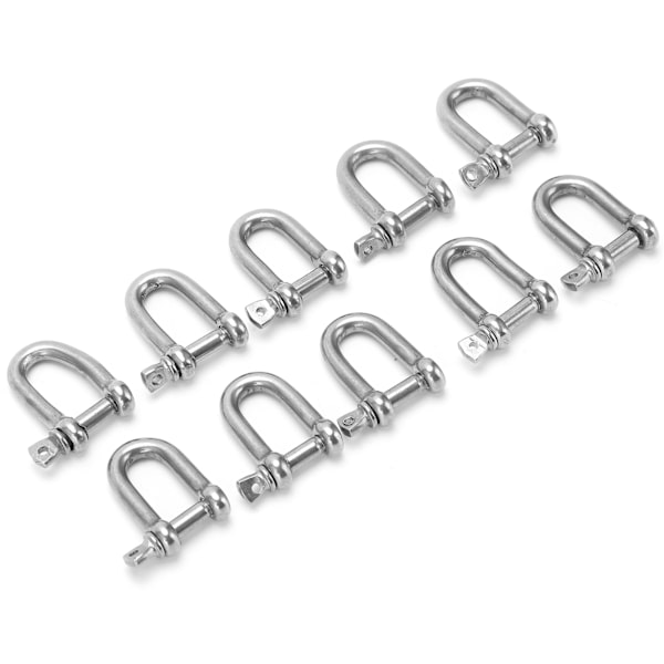 10 st M4 skruvstift Ankarbygel 304 Rostfritt stål Heavy Duty DShape Shackle för camping