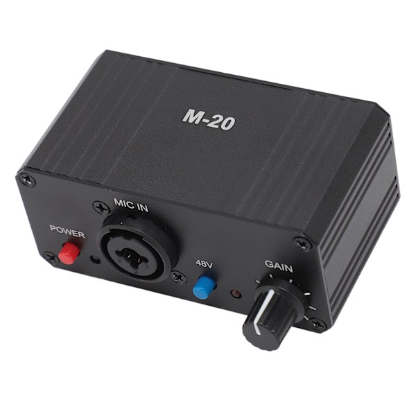 Mikrofonförförstärkare High Gain 48V Phantom Power XLR Output Mic Förförstärkare för dynamiska och kondensatormikrofoner Booster