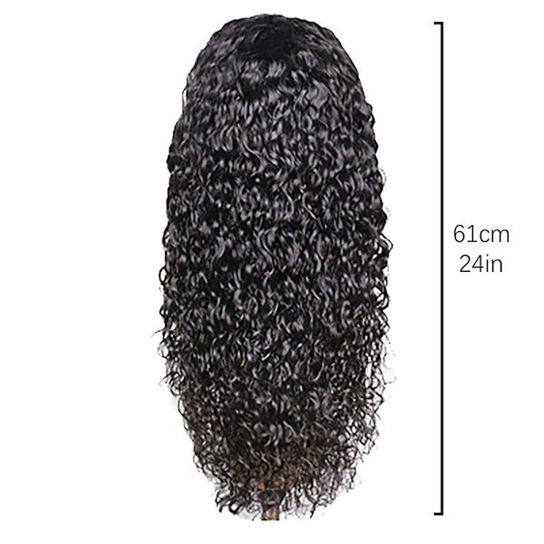 Vågiga peruker Deep Wave Spets Frontal Peruker Brasilianskt hår Peruker för svarta kvinnor Natursvart 150% Densitet 24in