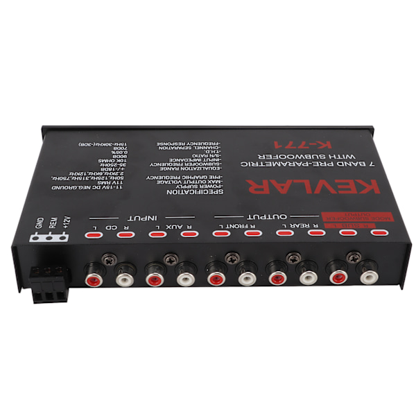Bilstereo grafisk equalizer Universal lavpas 7-bånds variabel forstærkningsjustering High Level Input EQ til stereosystem