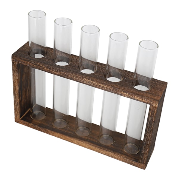Bordsskiva Glasrör Vas Hög Borosilikat Glas Furu Stomme Retro Tube Växtvas för hydroponiska växter Heminredning5 flaskor