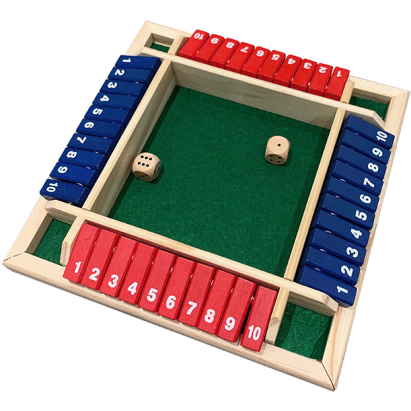 Fyrsidigt brädspel i trä, 10 siffror, tärningsbordsspel, brädspelsleksak för familjefest för vuxna, modell: färgad