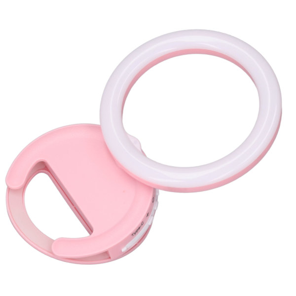 Clip On Ringlys til telefon 180 graders rotation 3 farver LED Selfie Ringlys til telefon Tablets Bærbare computere Rosa