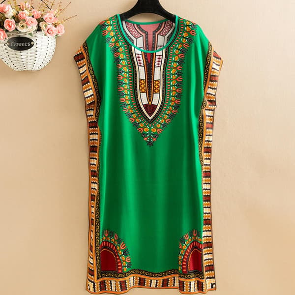Dammode Rantamekko Boho Tyylikäs Etninen Mekko Green