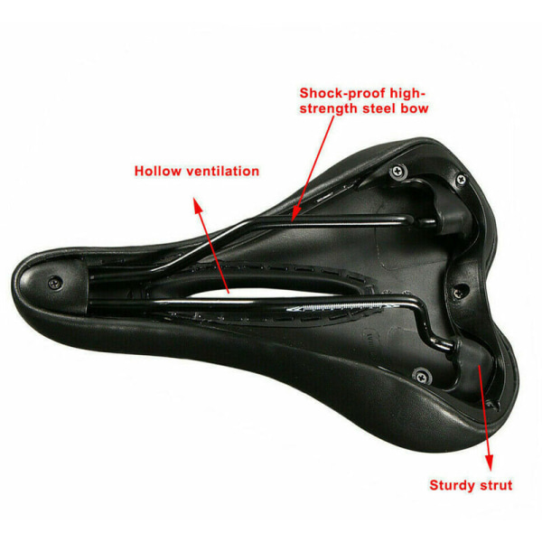 Cykelsadelstol stötsäker, slitstark mjuk bekväm, ihålig ventilation mountainbikesadel, modell: svart