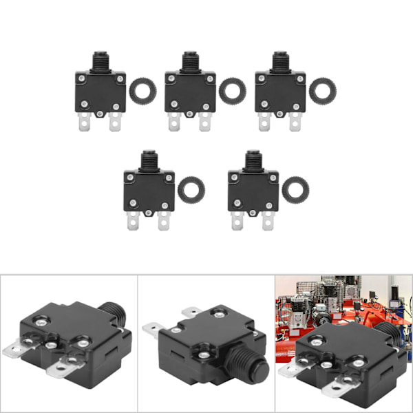 5 st Luftkompressor effektbrytare Överbelastningsskydd Överströmsskydd Switch10A