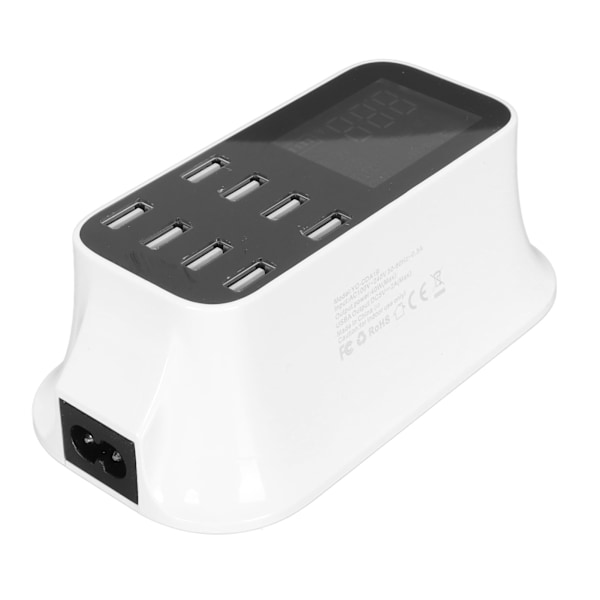 8-ports USB-oplader Hurtig opladningsport USB-oplader med LED-skærm til flere enheder Smartphones Tablets 100‑240V AU-stik