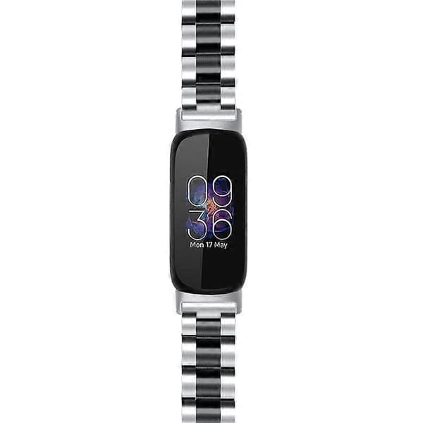 Håndledsrem kompatibel med Fitbit Inspire 3 rustfrit stål 3 perler erstatnings smarturrem Black