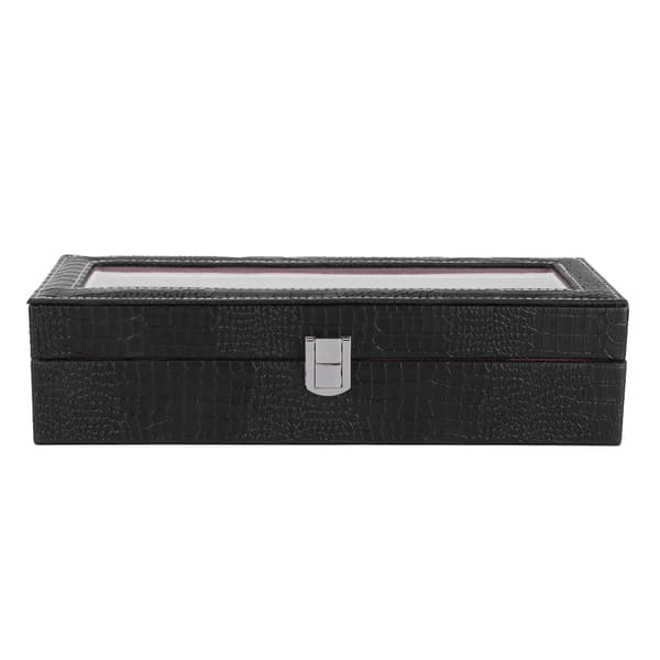 【NX】6-slots Watch Box PU Læder Rektangulær Armbåndsur Display Etui Organizer Gave Sort
