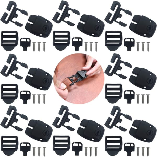 c8 Set Spa Cover Clips Replacement Latch Repair Kit with Track, Lock Clip Latch with Keys and Hardware (8-Pack)