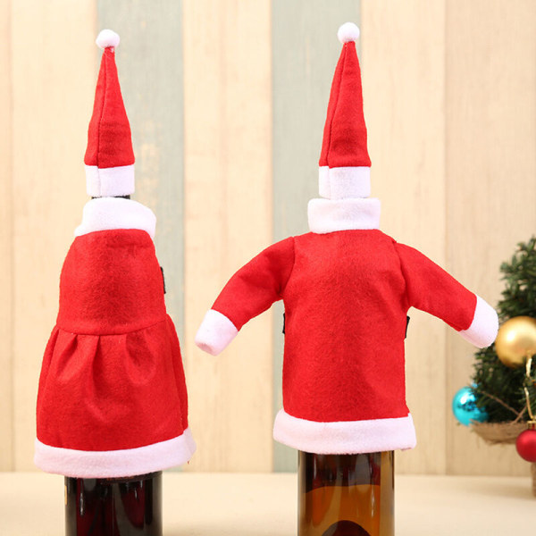 Julevinsflaskepose Juletøj Nederdel Form Champagneflaske Vinflaskebetræk Julepynt tilbehør, model: Rød