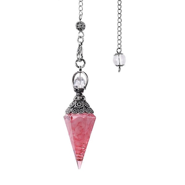 Akvamarin Krystallpendel Dowsing Sekskantet helbredende krystaller og edelstener helbredende anheng Pink crystal