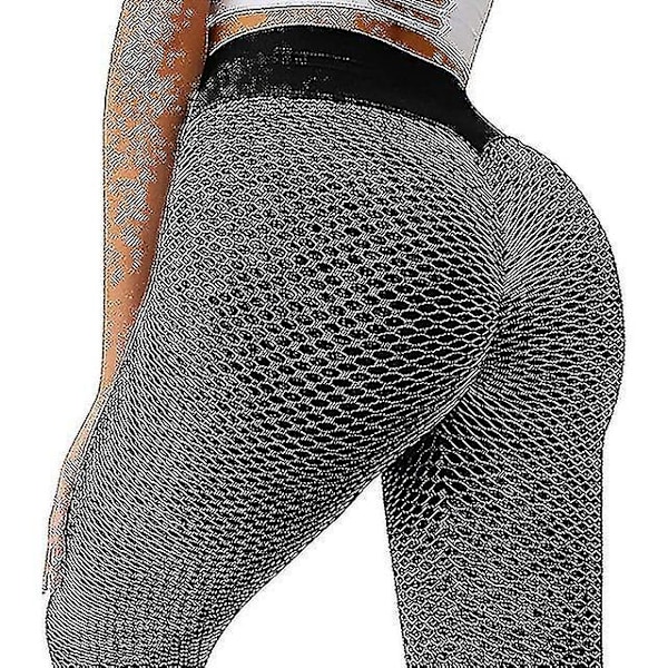 TikTok Dam Leggings för Kvinnor Yoga Gym XL Mörkgrå Rumplyft Anti-Celluliter Fitness