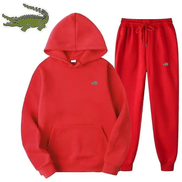 Mode för män Casual träningsoverall Hög kvalitet herrkostym 2-delad luvtröja Sportkläder Sweatshirt Set Man green M(165cm 60kg)