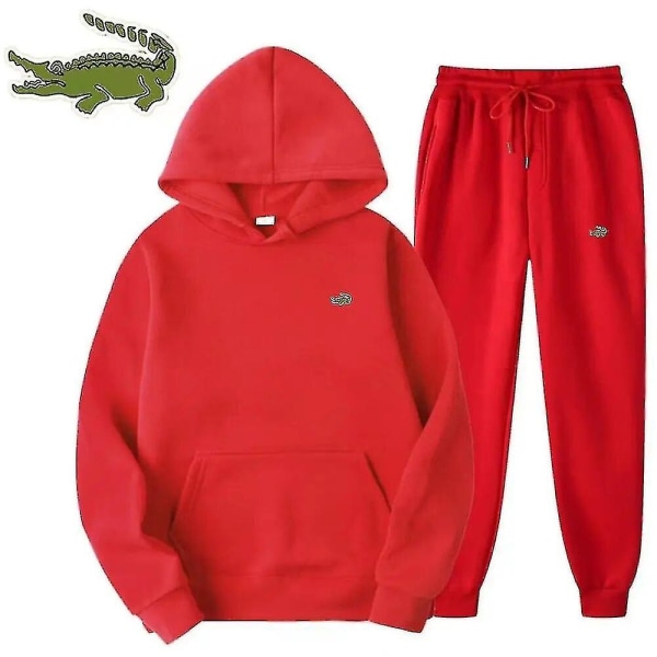 Mode för män Casual träningsoverall Hög kvalitet herrkostym 2-delad luvtröja Sportkläder Sweatshirt Set Man green S(160cm 55kg)