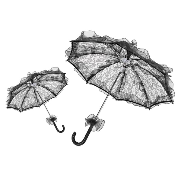 Bryllupsbrudeparaply Unikt foldbart blondestof Parasol Paraply Performance rekvisitter Sort