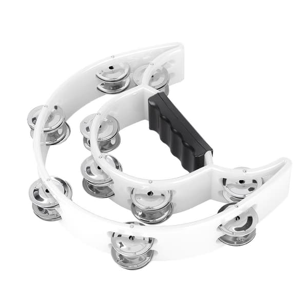 Double Row Jingles Handbell Tambourine Percussion Musical Instrument (Vit)