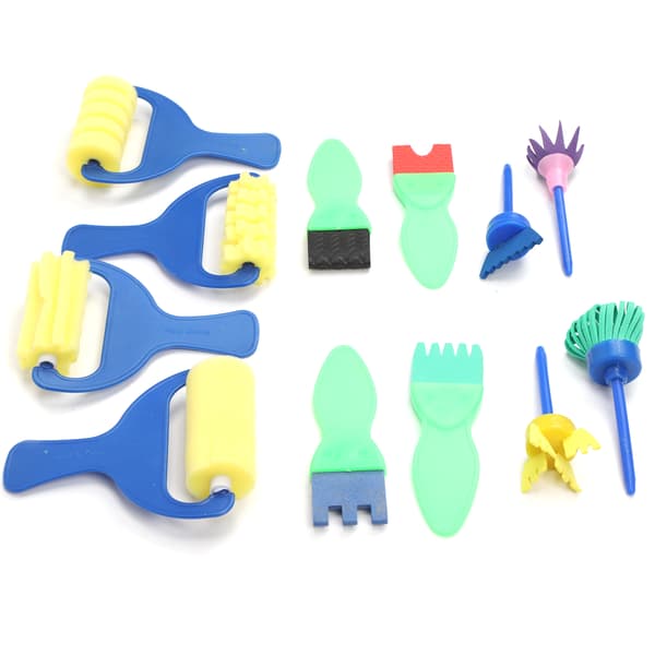 12 kpl sienimaalaussiveltimiä EVA-leimarulla DIY Early Learning Tools Taaperoille Lapsille Maalisetti
