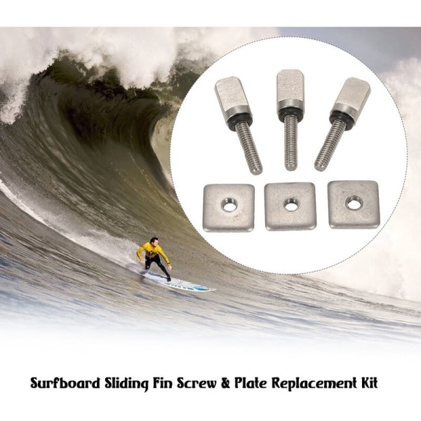 3 Longboard glidende finneplade og skruer erstatningssæt til Stand Up Paddle Body Board Surfboard