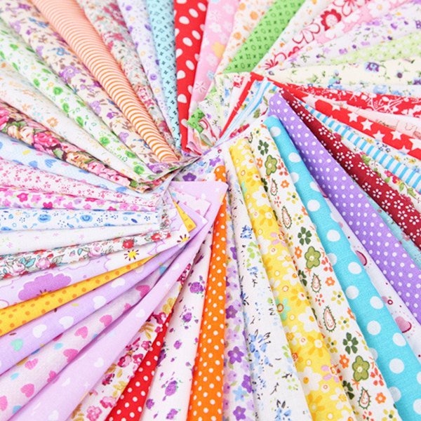 100 st Square Patch Work Bomullstryckt Olika mönster Klädtillbehör för DIY-sömnad